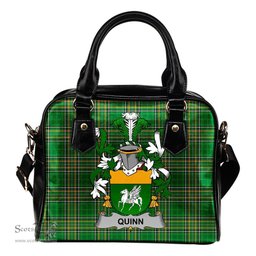 Irish Quinn or O'Quin Coat of Arms Family Crest Ireland Shoulder Handbag Irish National Tartan Irish County Handbag