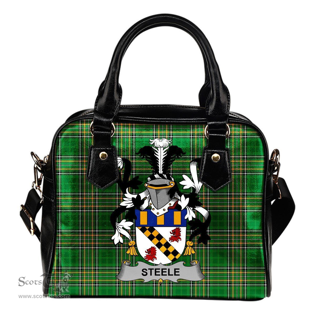 Irish Steele Coat of Arms Family Crest Ireland Shoulder Handbag Irish National Tartan Irish County Handbag