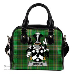 Irish Timmins Coat of Arms Family Crest Ireland Shoulder Handbag Irish National Tartan Irish County Handbag