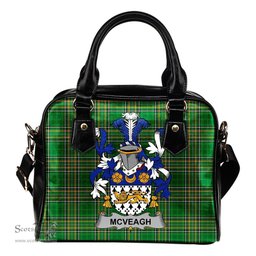 Irish McVeagh or McFingah Coat of Arms Family Crest Ireland Shoulder Handbag Irish National Tartan Irish County Handbag