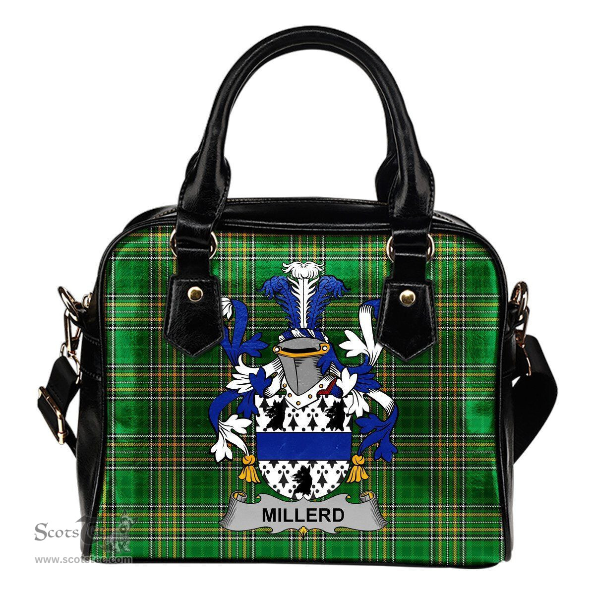 Irish Millerd Coat of Arms Family Crest Ireland Shoulder Handbag Irish National Tartan Irish County Handbag