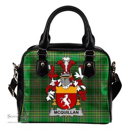 Irish McQuillan Coat of Arms Family Crest Ireland Shoulder Handbag Irish National Tartan Irish County Handbag