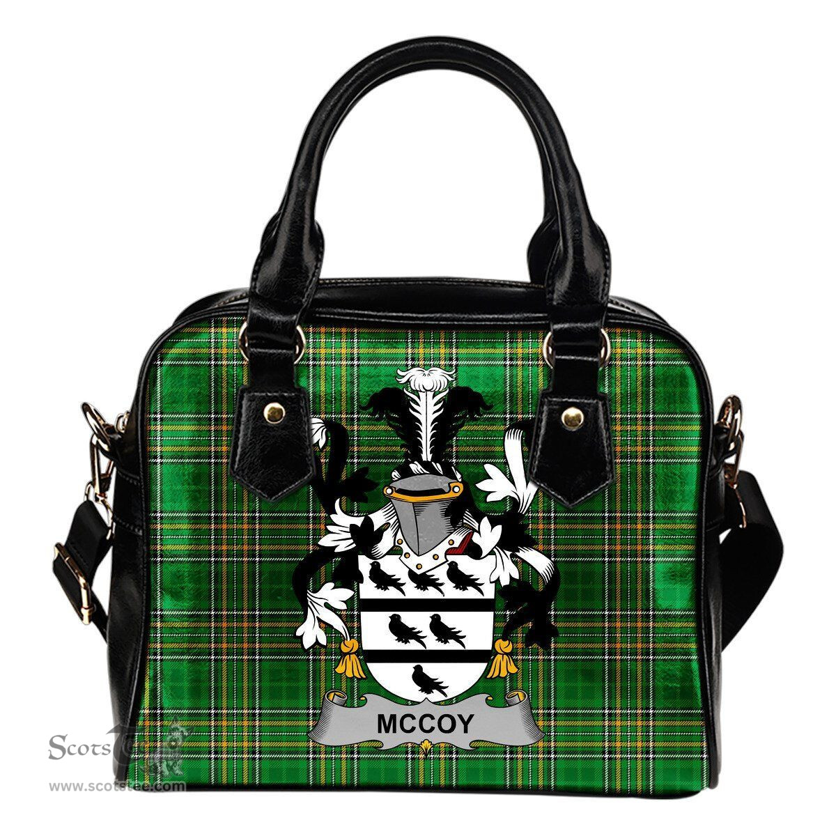 Irish McCoy Coat of Arms Family Crest Ireland Shoulder Handbag Irish National Tartan Irish County Handbag