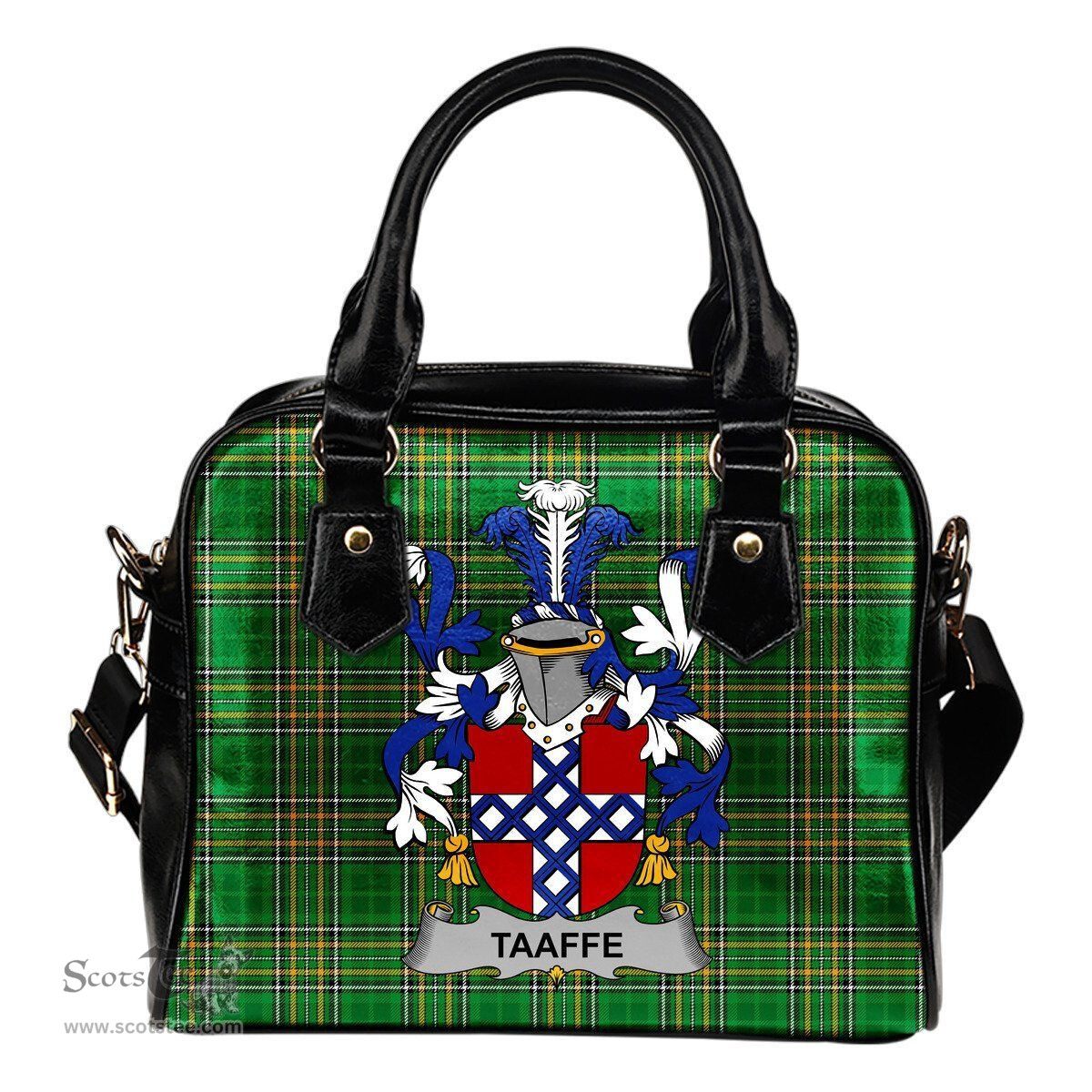 Irish Taaffe Coat of Arms Family Crest Ireland Shoulder Handbag Irish National Tartan Irish County Handbag