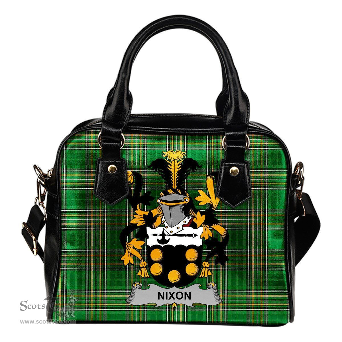 Irish Nixon Coat of Arms Family Crest Ireland Shoulder Handbag Irish National Tartan Irish County Handbag