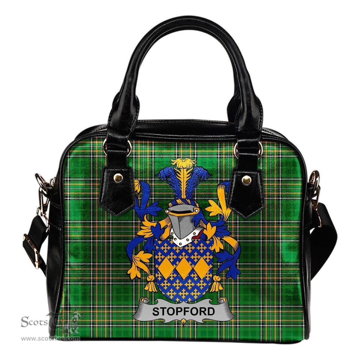 Irish Stopford Coat of Arms Family Crest Ireland Shoulder Handbag Irish National Tartan Irish County Handbag
