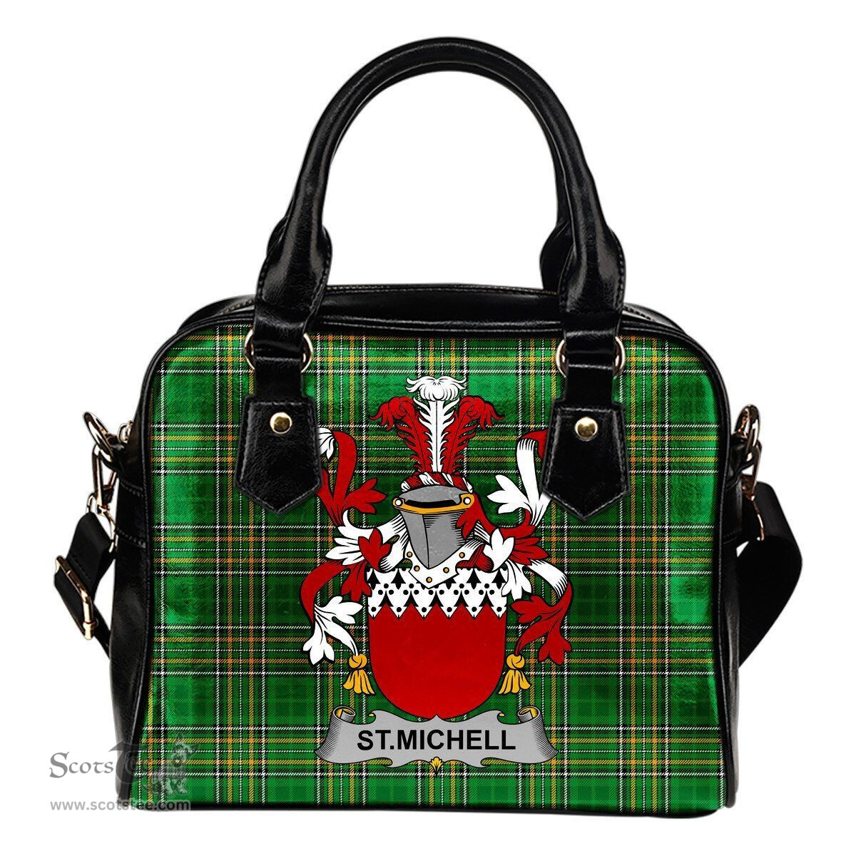 Irish St.Michell Coat of Arms Family Crest Ireland Shoulder Handbag Irish National Tartan Irish County Handbag