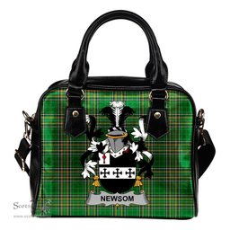 Irish Newsom or Newsam Coat of Arms Family Crest Ireland Shoulder Handbag Irish National Tartan Irish County Handbag