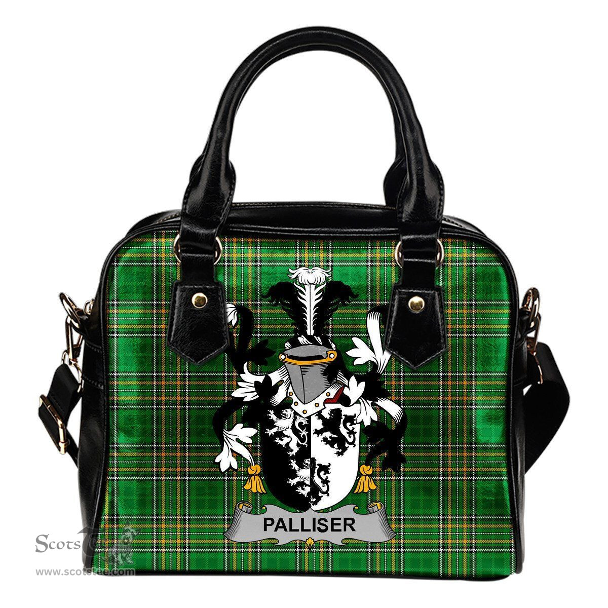 Irish Palliser Coat of Arms Family Crest Ireland Shoulder Handbag Irish National Tartan Irish County Handbag