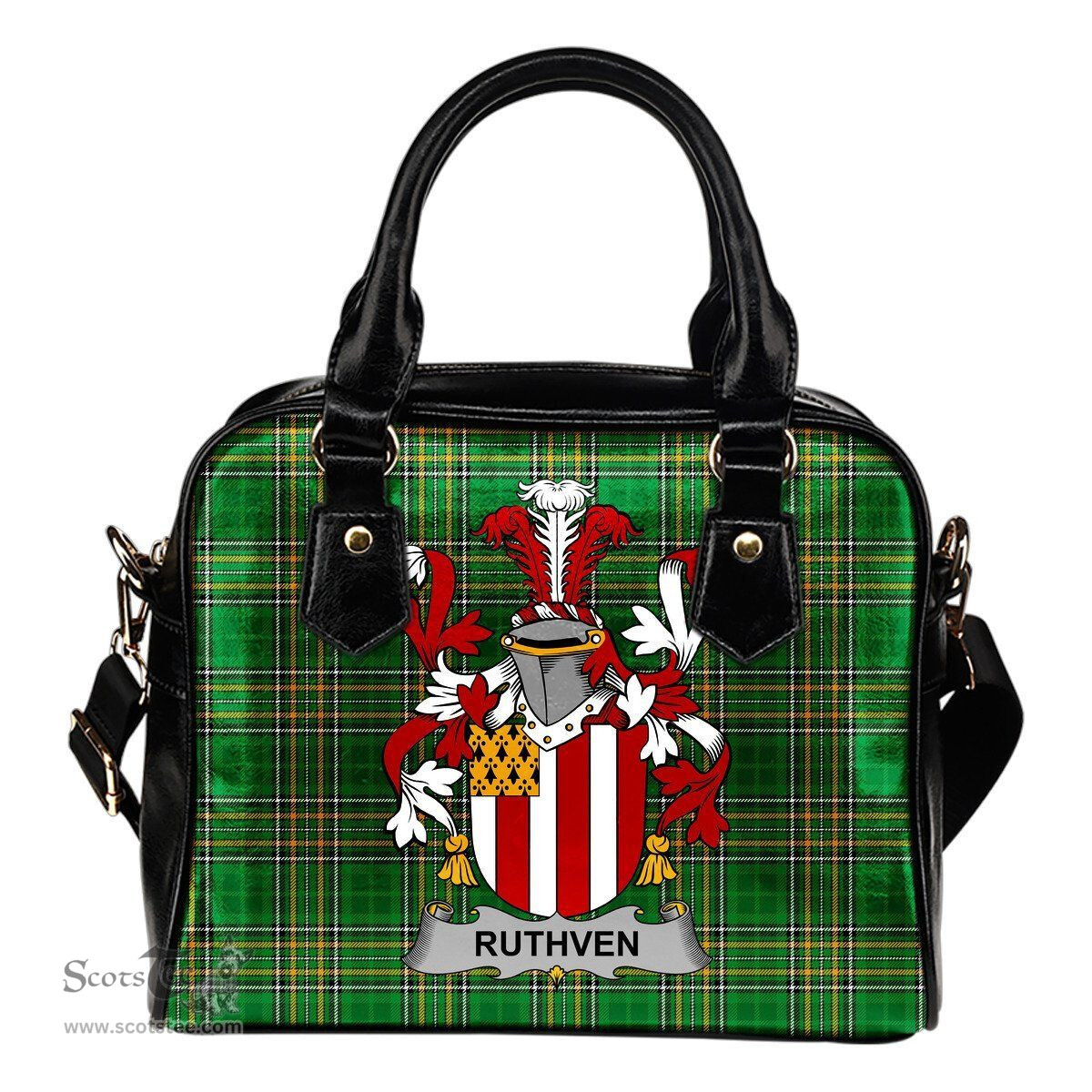 Irish Ruthven Coat of Arms Family Crest Ireland Shoulder Handbag Irish National Tartan Irish County Handbag