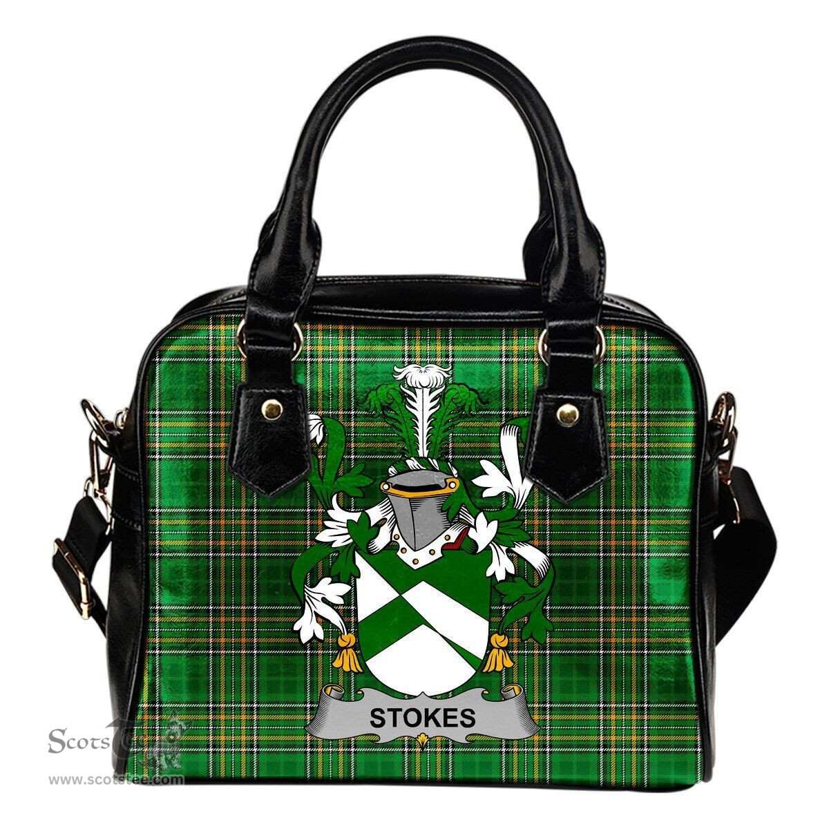 Irish Stokes Coat of Arms Family Crest Ireland Shoulder Handbag Irish National Tartan Irish County Handbag