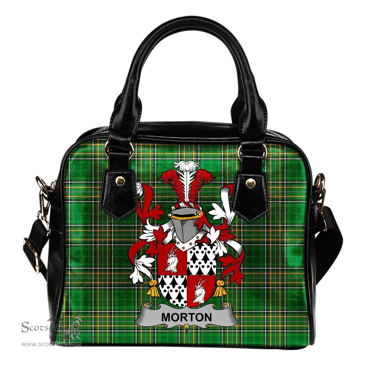 Irish Morton Coat of Arms Family Crest Ireland Shoulder Handbag Irish National Tartan Irish County Handbag