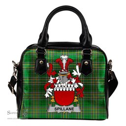 Irish Spillane or O'Spillane Coat of Arms Family Crest Ireland Shoulder Handbag Irish National Tartan Irish County Handbag