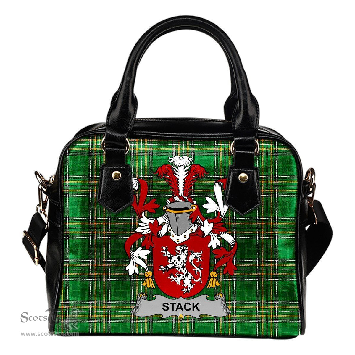 Irish Stack Coat of Arms Family Crest Ireland Shoulder Handbag Irish National Tartan Irish County Handbag