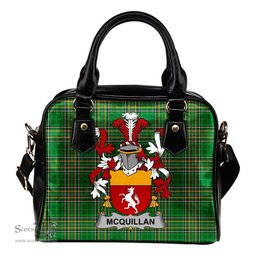 Irish Quillan or McQuillan Coat of Arms Family Crest Ireland Shoulder Handbag Irish National Tartan Irish County Handbag