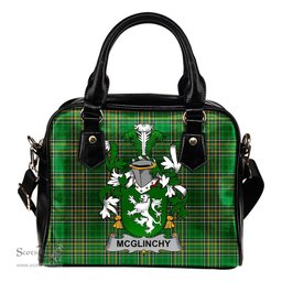 Irish McGlinchy or McGlinchey Coat of Arms Family Crest Ireland Shoulder Handbag Irish National Tartan Irish County Handbag