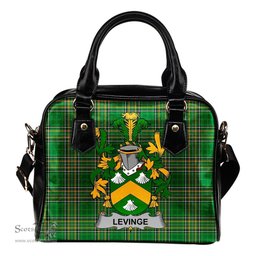 Irish Levinge or Levens Coat of Arms Family Crest Ireland Shoulder Handbag Irish National Tartan Irish County Handbag