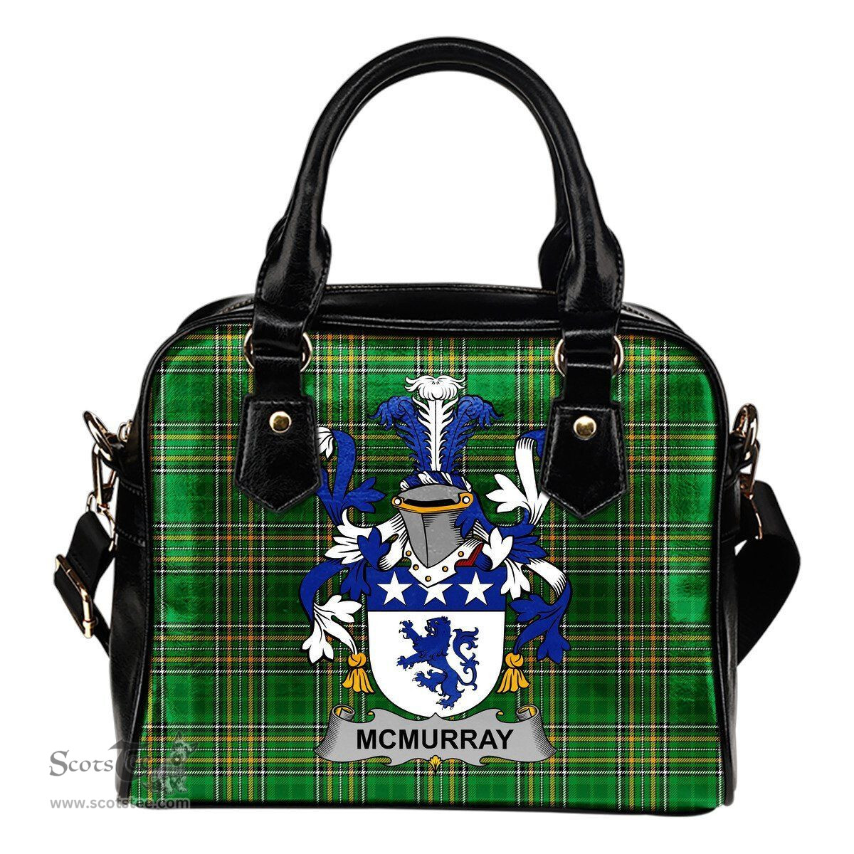 Irish McMurray Coat of Arms Family Crest Ireland Shoulder Handbag Irish National Tartan Irish County Handbag