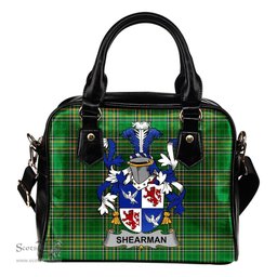 Irish Shearman Coat of Arms Family Crest Ireland Shoulder Handbag Irish National Tartan Irish County Handbag
