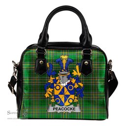 Irish Peacocke Coat of Arms Family Crest Ireland Shoulder Handbag Irish National Tartan Irish County Handbag