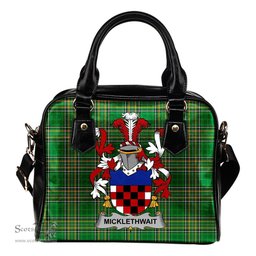 Irish Micklethwait Coat of Arms Family Crest Ireland Shoulder Handbag Irish National Tartan Irish County Handbag