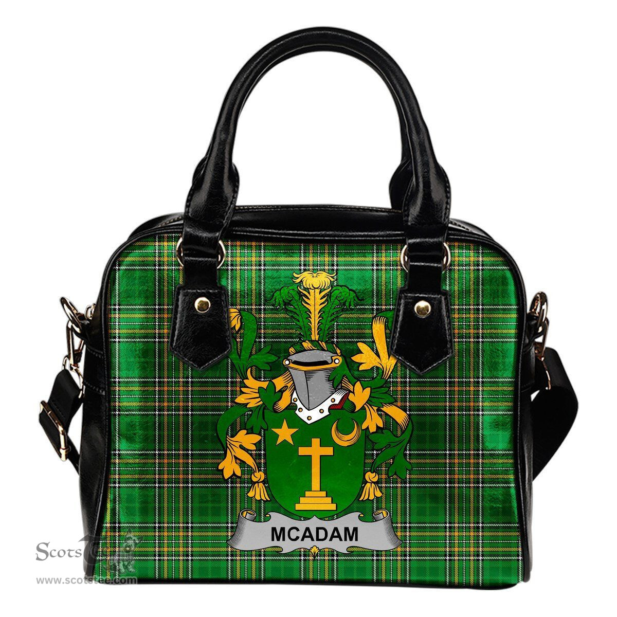 Irish McAdam Coat of Arms Family Crest Ireland Shoulder Handbag Irish National Tartan Irish County Handbag