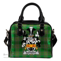 Irish Rafferty or O'Rafferty Coat of Arms Family Crest Ireland Shoulder Handbag Irish National Tartan Irish County Handbag