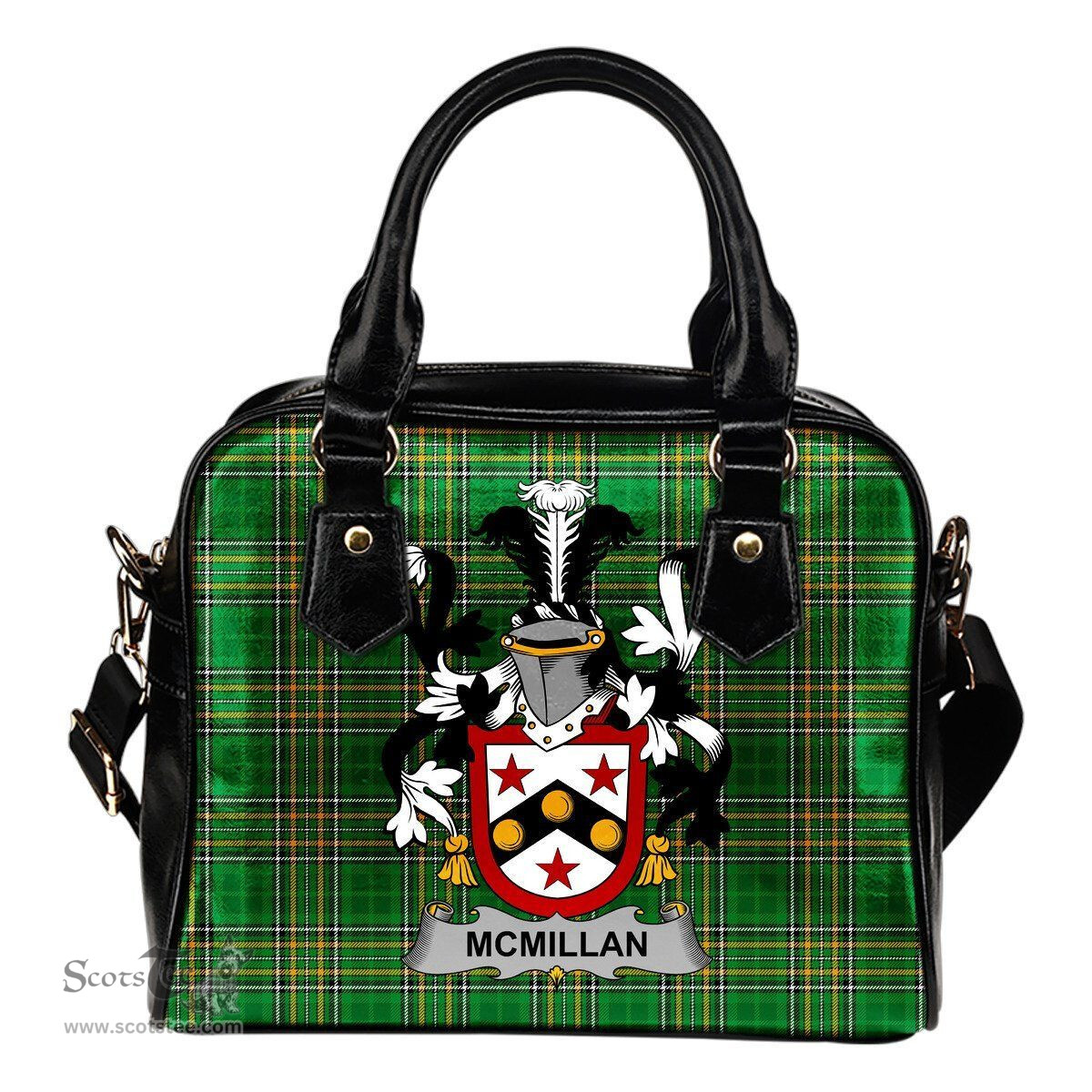 Irish McMillan Coat of Arms Family Crest Ireland Shoulder Handbag Irish National Tartan Irish County Handbag