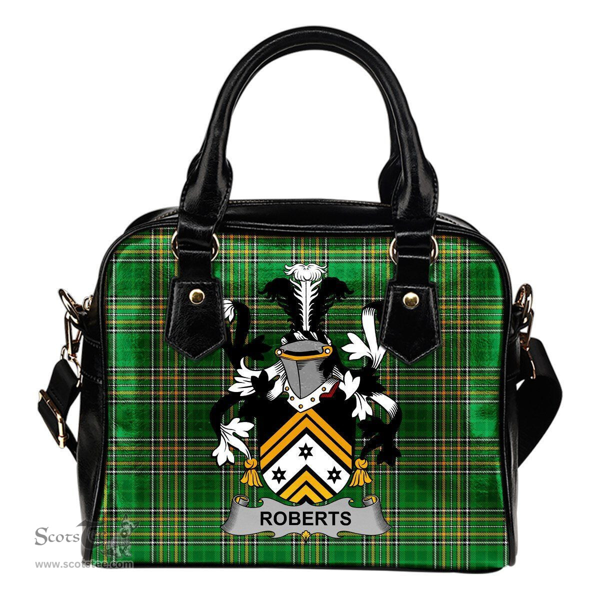 Irish Roberts Coat of Arms Family Crest Ireland Shoulder Handbag Irish National Tartan Irish County Handbag