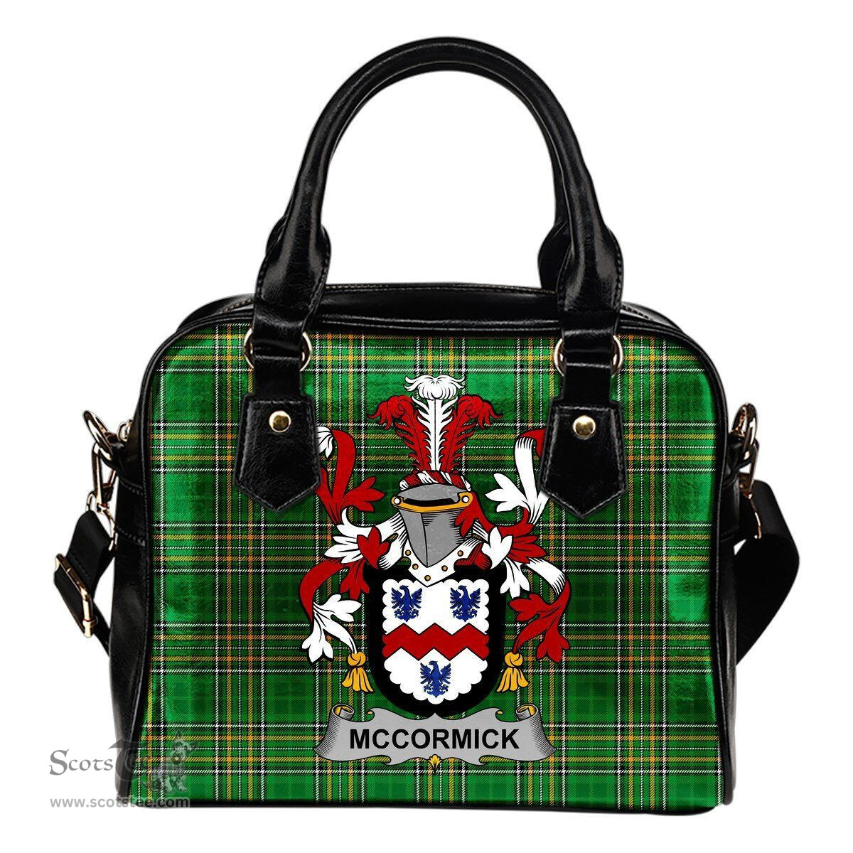 Irish McCormick Coat of Arms Family Crest Ireland Shoulder Handbag Irish National Tartan Irish County Handbag