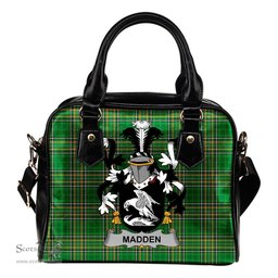 Irish Madden or O'Madden Coat of Arms Family Crest Ireland Shoulder Handbag Irish National Tartan Irish County Handbag