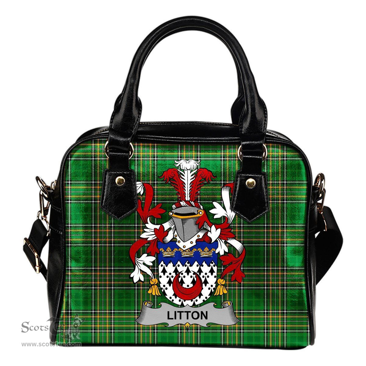 Irish Litton Coat of Arms Family Crest Ireland Shoulder Handbag Irish National Tartan Irish County Handbag