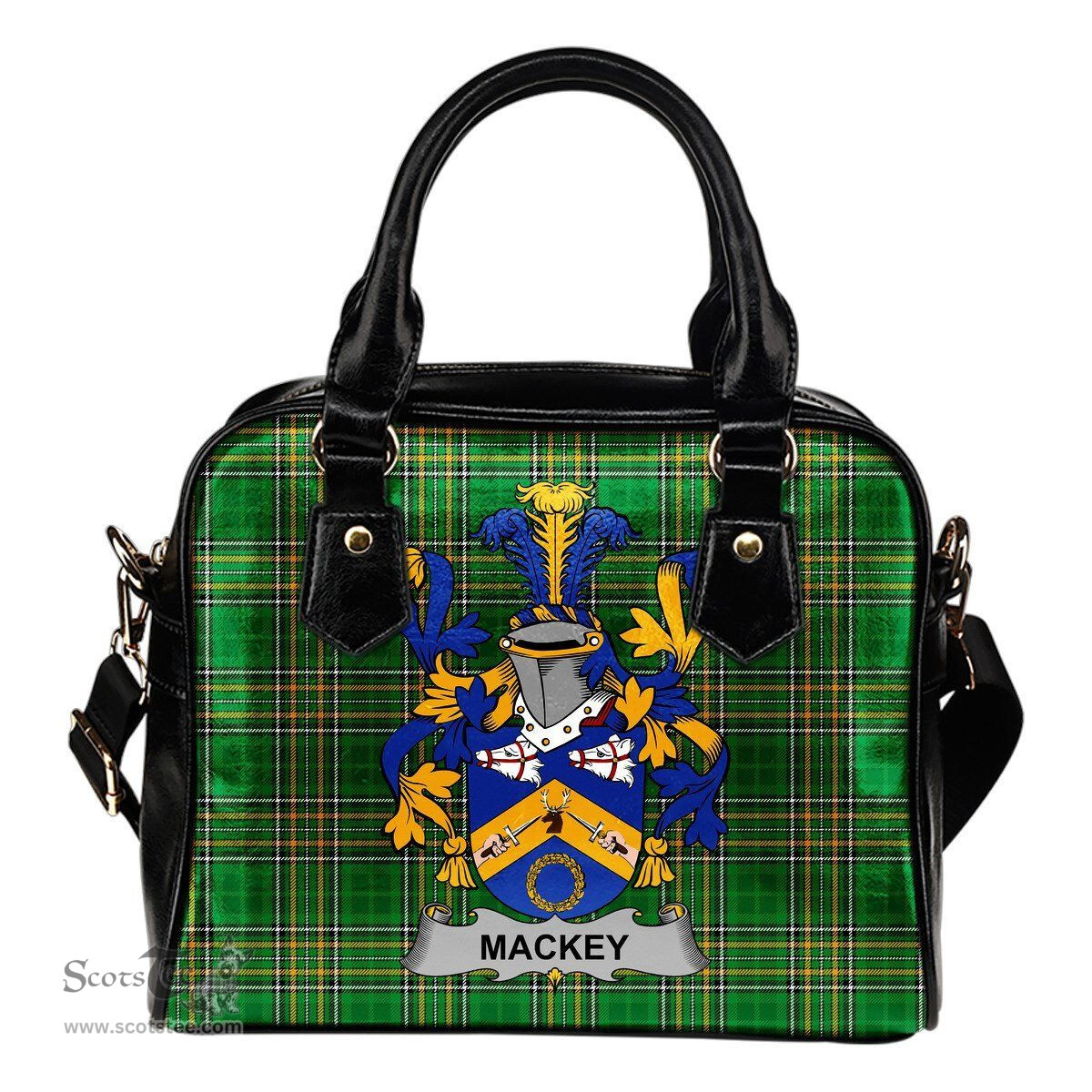 Irish Mackey Coat of Arms Family Crest Ireland Shoulder Handbag Irish National Tartan Irish County Handbag
