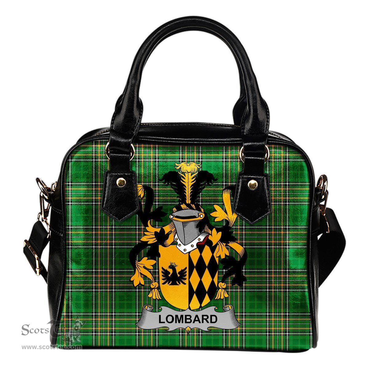 Irish Lombard Coat of Arms Family Crest Ireland Shoulder Handbag Irish National Tartan Irish County Handbag
