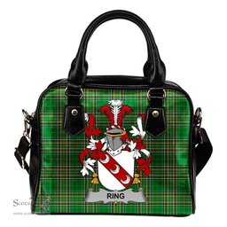 Irish Ring or O'Ring Coat of Arms Family Crest Ireland Shoulder Handbag Irish National Tartan Irish County Handbag