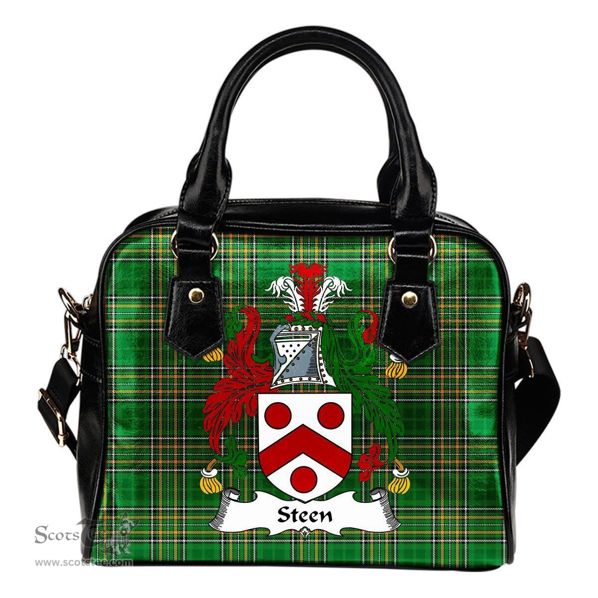Irish Steen Coat of Arms Family Crest Ireland Shoulder Handbag Irish National Tartan Irish County Handbag