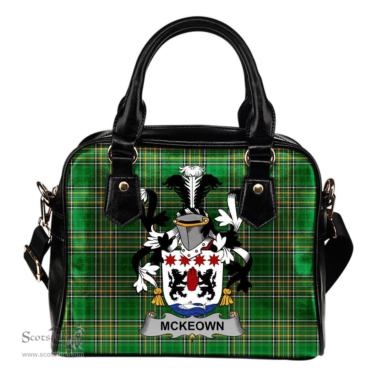 Irish McKeown Coat of Arms Family Crest Ireland Shoulder Handbag Irish National Tartan Irish County Handbag
