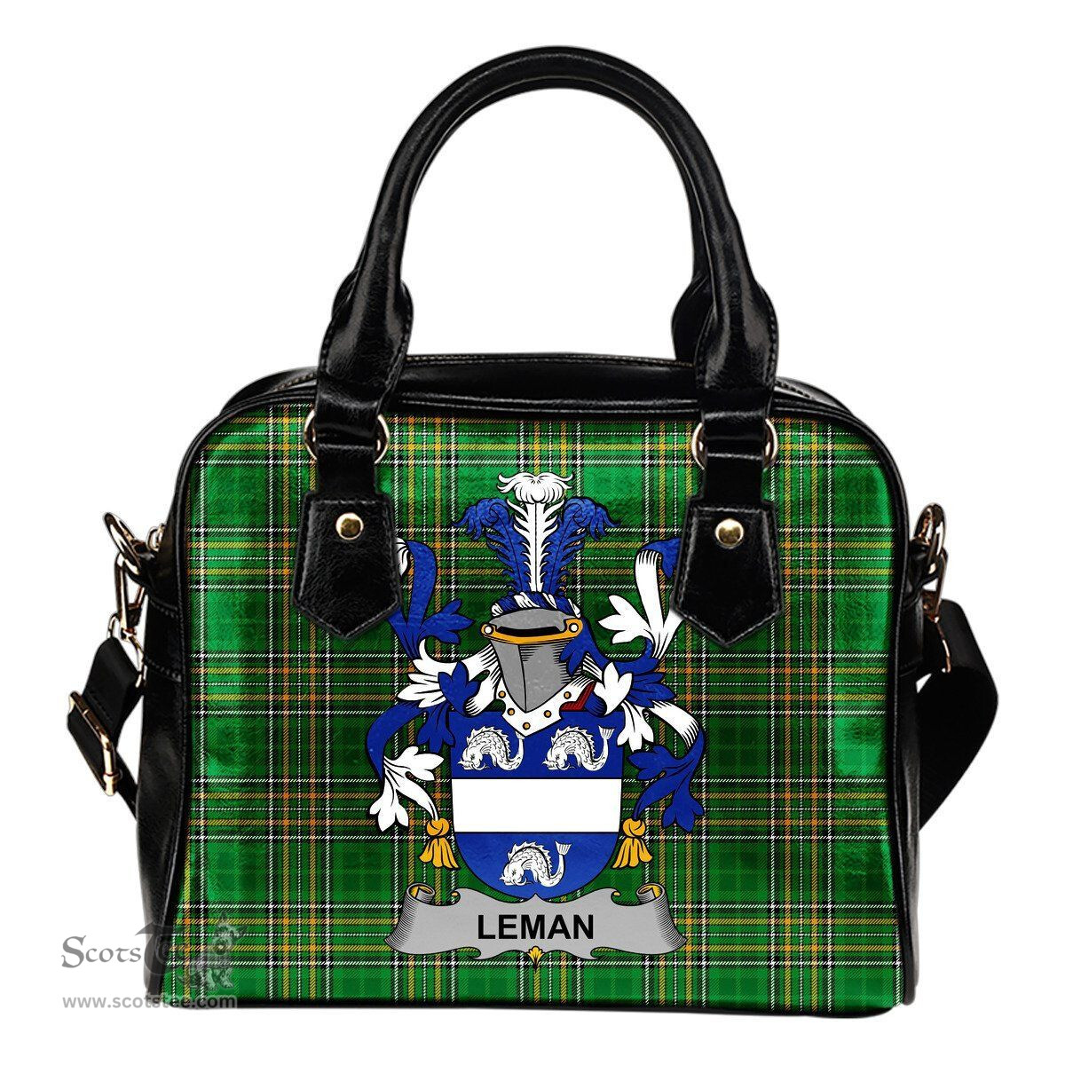 Irish Leman or Lemon Coat of Arms Family Crest Ireland Shoulder Handbag Irish National Tartan Irish County Handbag