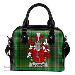 Irish Loughlin or O'Loughlin Coat of Arms Family Crest Ireland Shoulder Handbag Irish National Tartan Irish County Handbag