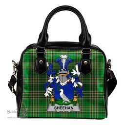 Irish Sheehan or O'Sheehan Coat of Arms Family Crest Ireland Shoulder Handbag Irish National Tartan Irish County Handbag