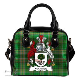 Irish McCluskey Coat of Arms Family Crest Ireland Shoulder Handbag Irish National Tartan Irish County Handbag
