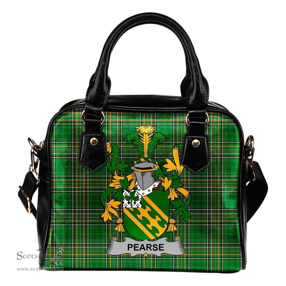 Irish Pearse Coat of Arms Family Crest Ireland Shoulder Handbag Irish National Tartan Irish County Handbag