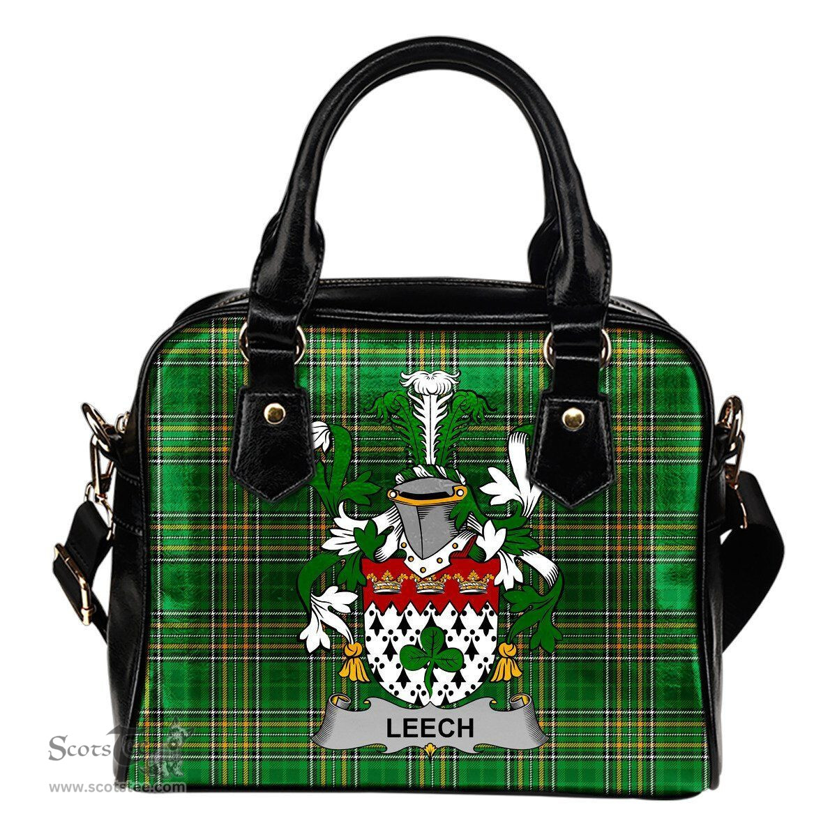 Irish Leech Coat of Arms Family Crest Ireland Shoulder Handbag Irish National Tartan Irish County Handbag