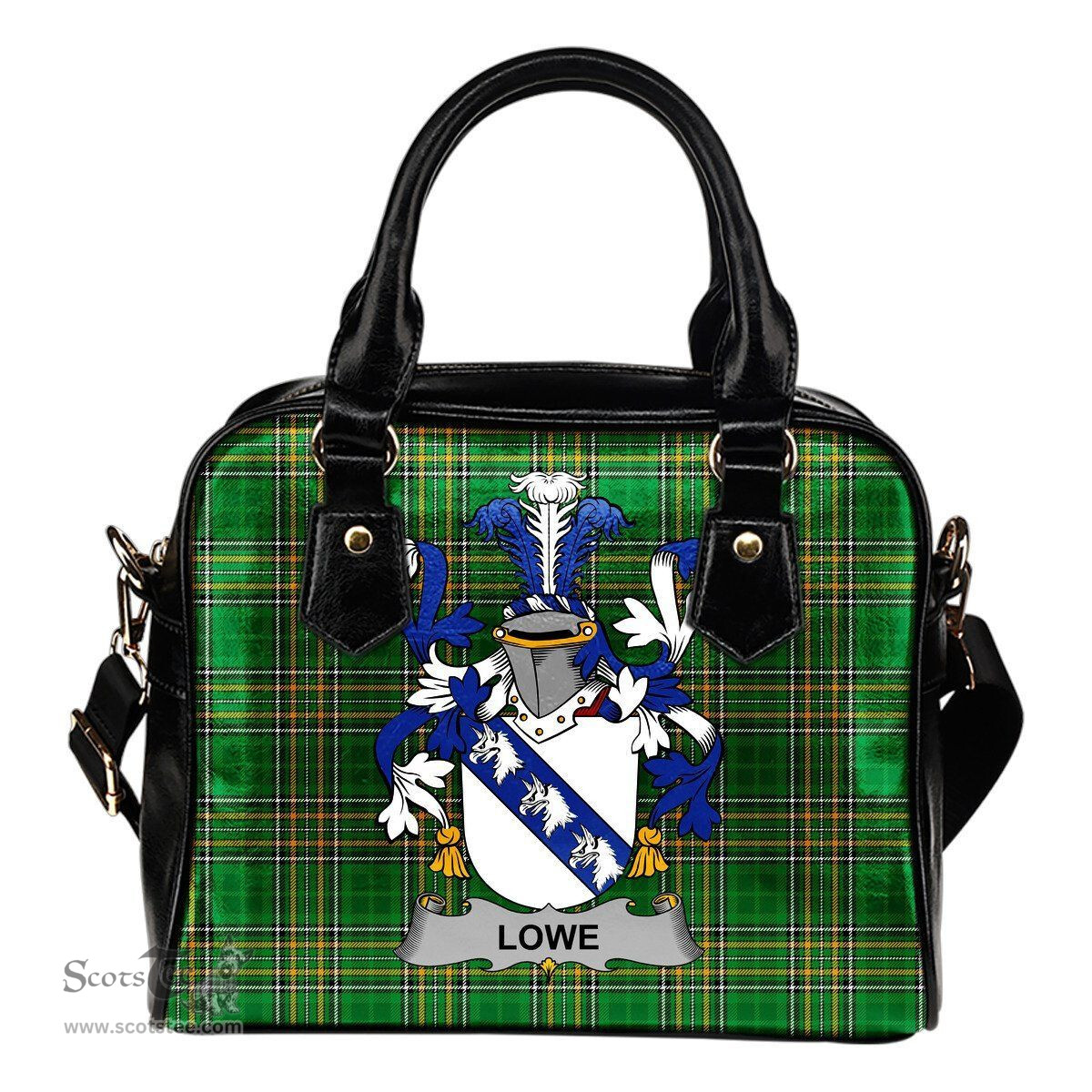 Irish Lowe Coat of Arms Family Crest Ireland Shoulder Handbag Irish National Tartan Irish County Handbag