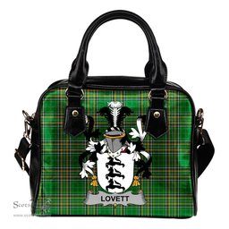 Irish Lovett Coat of Arms Family Crest Ireland Shoulder Handbag Irish National Tartan Irish County Handbag