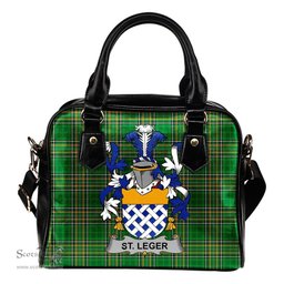 Irish St.Leger Coat of Arms Family Crest Ireland Shoulder Handbag Irish National Tartan Irish County Handbag