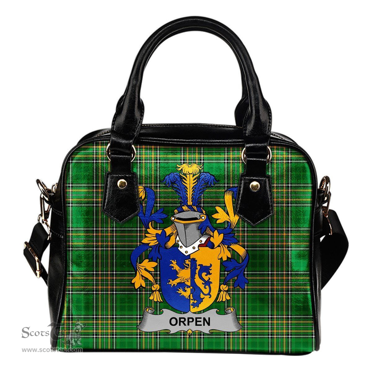 Irish Orpen Coat of Arms Family Crest Ireland Shoulder Handbag Irish National Tartan Irish County Handbag
