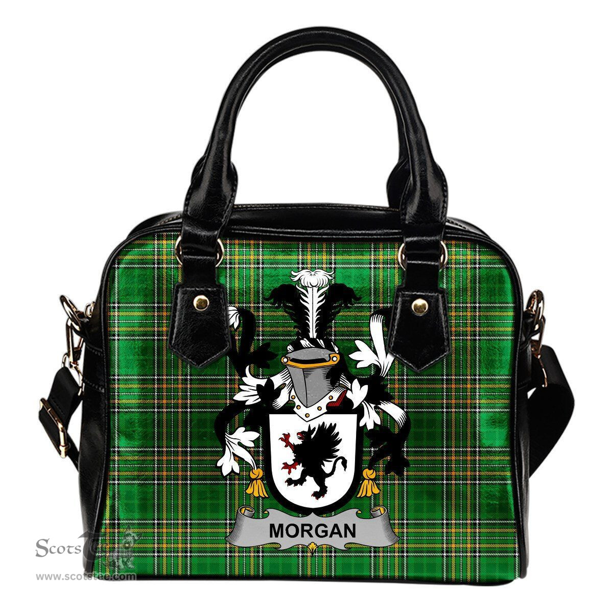Irish Morgan Coat of Arms Family Crest Ireland Shoulder Handbag Irish National Tartan Irish County Handbag