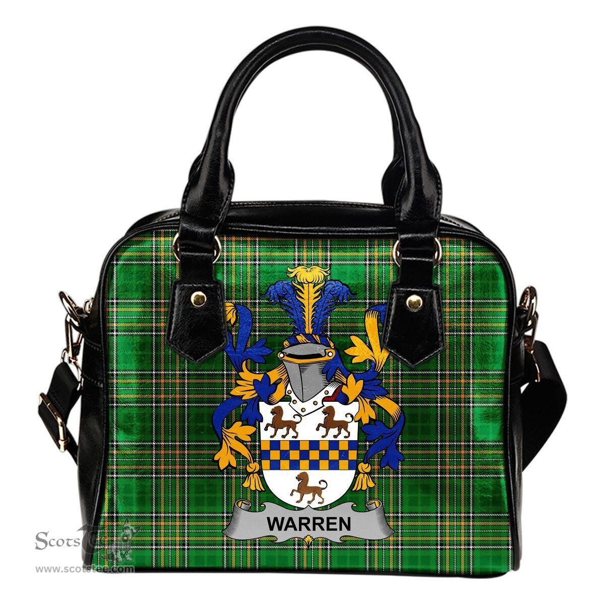 Irish Warren Coat of Arms Family Crest Ireland Shoulder Handbag Irish National Tartan Irish County Handbag