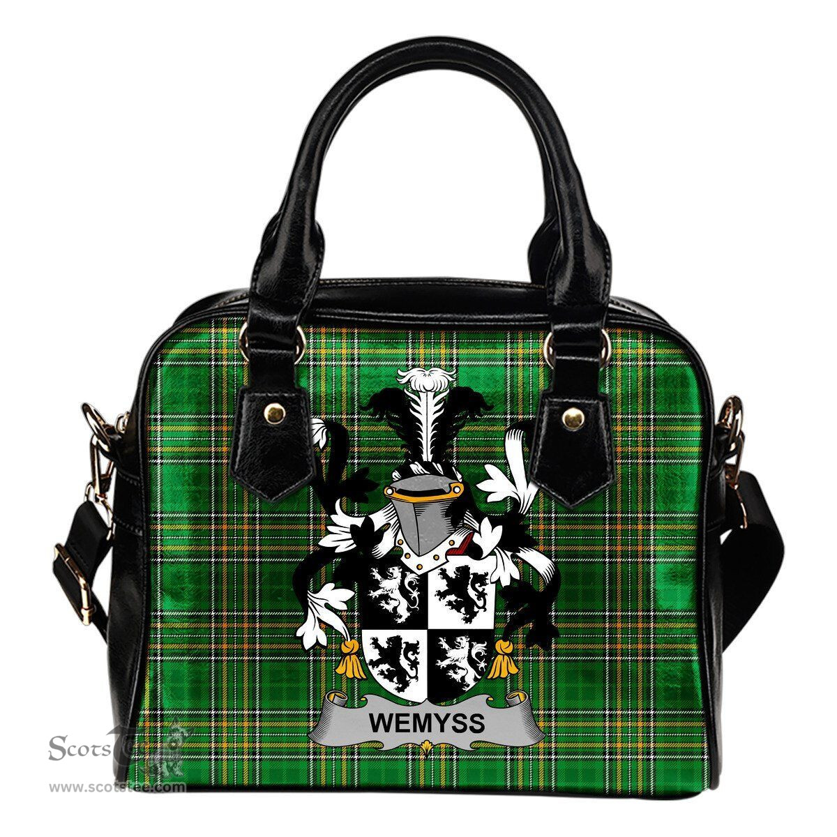 Irish Wemyss Coat of Arms Family Crest Ireland Shoulder Handbag Irish National Tartan Irish County Handbag